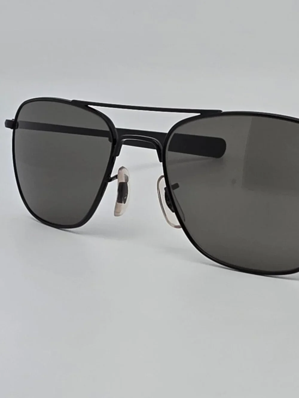 American Optical Original Pilot OP-52B Black Grey Glass Lens Aviator Sunglasses